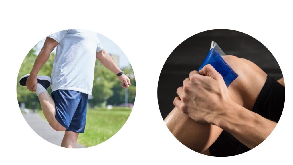 大腿四頭筋のストレッチと脛骨粗面のアイシング