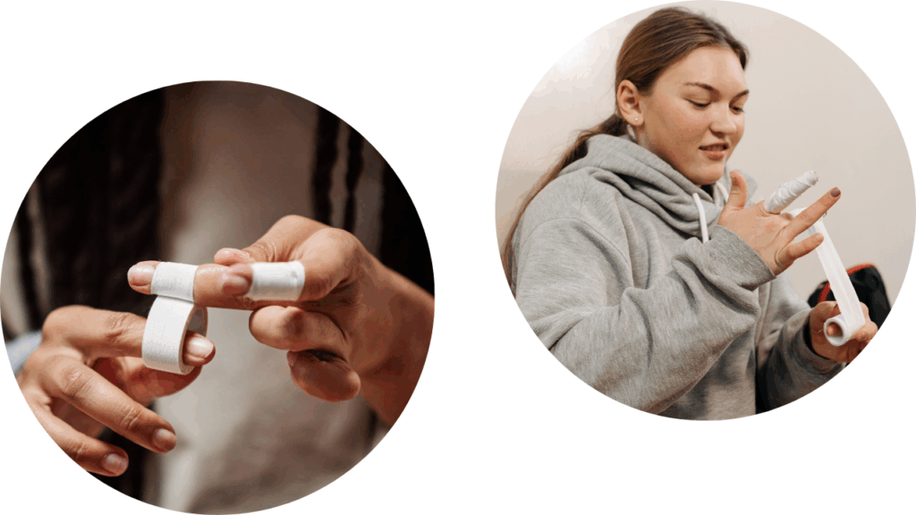 突き指のテーピング