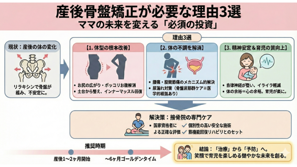 産後に骨盤矯正が必要な理由をイラストで解説
