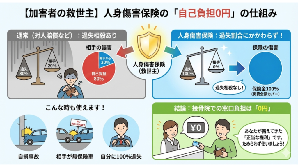 人身傷害保険の仕組みを説明したイラスト